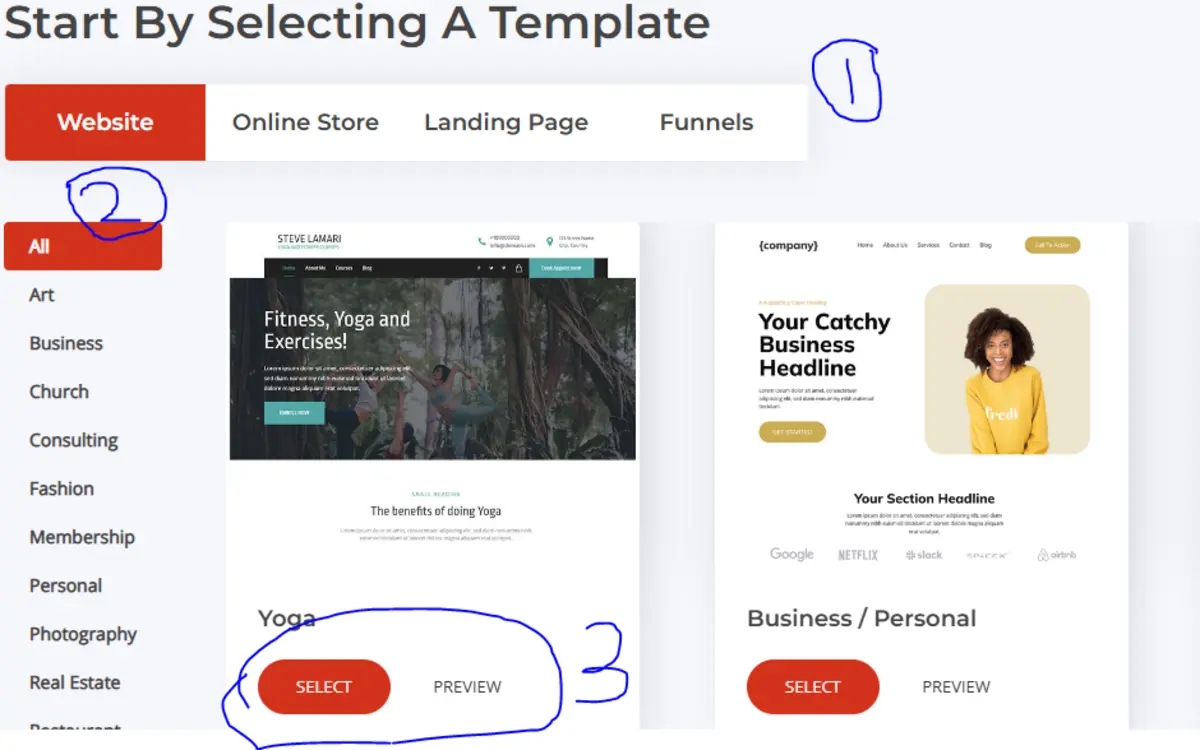 pick a template from QuickLaunch